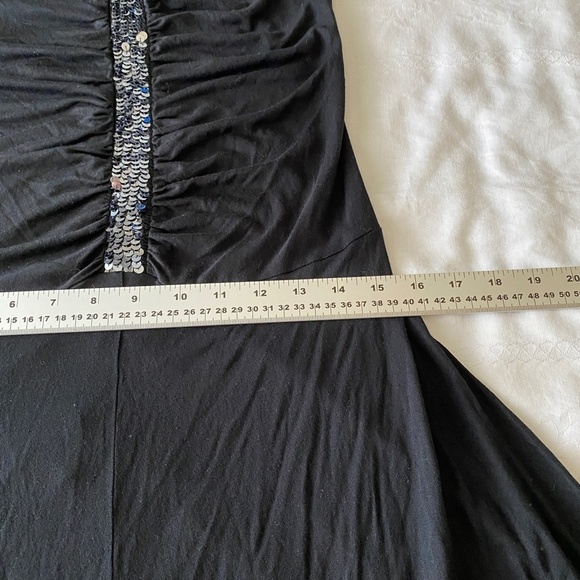 Dorthy Perkins Black Sequin Asymmetric Spaghetti Strap‎ Midi Dress Size UK12 - Picture 10 of 14
